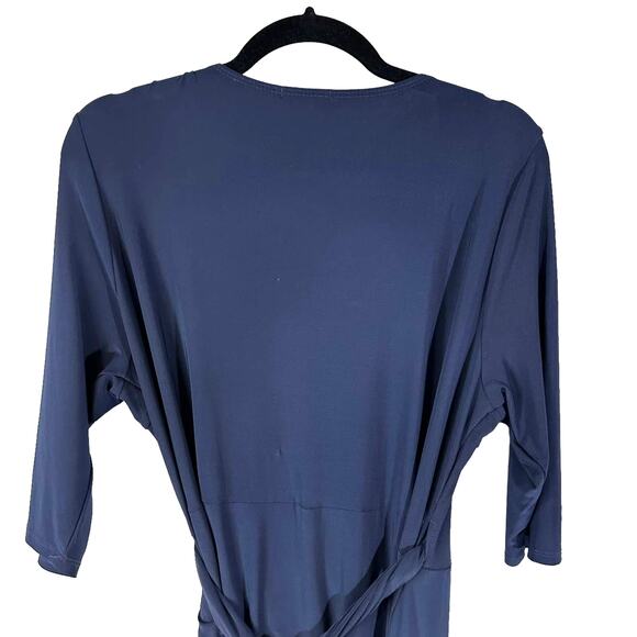 Kiyonna New Womens Plus Size 3/4 Sleeve Wrap Dress Navy Blue Size 1X USA Classic - Picture 5 of 9